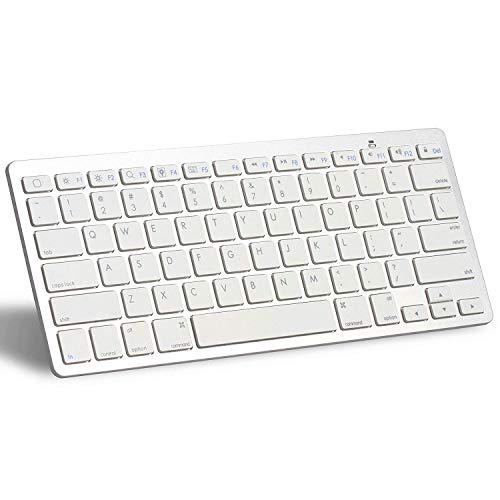 XINKSD Bluetooth Ultra-Slim Keyboard for iPad Air 2 / Air, iPad Pro, iPad mini 4 / 3 / 2 / 1, iPad 4 / 3 / 2 , New iPad 9.7"(2018/ 2017), Galaxy Tabs and Other Mobile Devices (White)