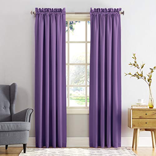 Sun Zero Barrow Energy Saving Rod Pocket Curtain Panel, 54" x 84", Purple