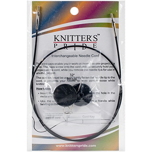 Knitter's Pride Knitters Pride (32" w/tips) Interchangeable Single Cords, Black