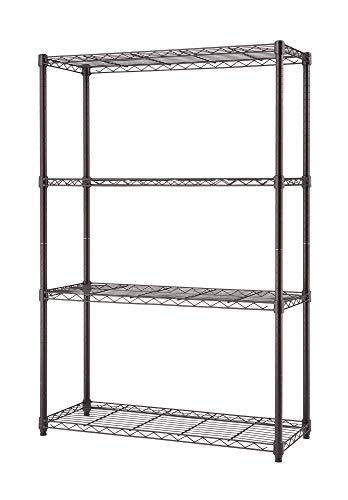 TRINITY 4-Tier Adjustable Wire Shelving with Wheels and Backstands for Kitchen Organization, Garage Shelf Rack, NSF Certified, 1400 Pound Capacity, 36" W X 14" D X 54" H, Dark Bronze