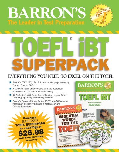 By Pamela Sharpe, Steven J. Matthiesen: Barron's TOEFL iBT Superpack Thirteenth (13th) Edition