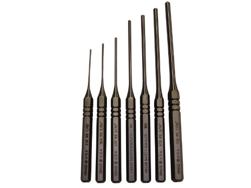 Grace USA - Steel Roll Spring Punch Set - RS7 - Gunsmithing - Steel Punches - 7 piece - Gunsmith Tools & Accessories - Black