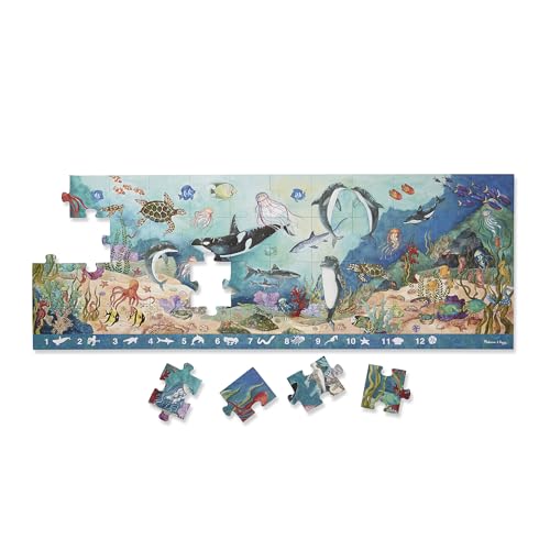 Melissa & Doug Kid Search & Find Under The Sea Floor Puzzle (Preschool, Sturdy Cardboard Construction, Easy To Clean, 48 Pieces, Over 4 Feet Long)