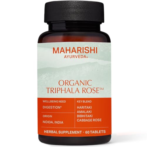 Maharishi Ayurveda - Organic Triphala | Natural Gut Health Supplement with Vijaya Haritaki for Bloating & Occasional Constipation | Vegan & Gluten-Free Digestive Aid (60 Herbal Tablets - 500 mg)