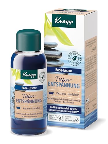 Kneipp Bade-Essenz Tiefenentspannung - Badeöl mit natürlichem ätherischen Patchouliöl & wertvollem Sandelholzextrakt für tiefe Entspannung & Ruhe - ohne Mikroplastik - 100ml