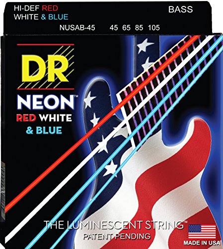 Dr Strings nusab45 45–105 medium set Handmade Neon USA Flagge COATED BASS STRINGS
