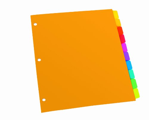 Oxford Binder Dividers, Plastic Plain 10-Tabs, Letter Size, Assorted Colors