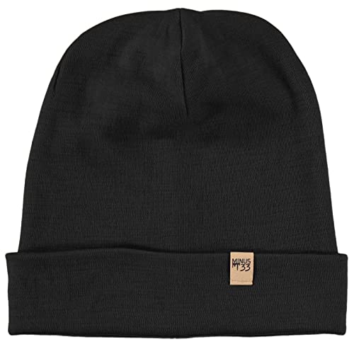 100% Merino Wool Cuff Beanie - Mens & Womens Warm Winter Hat - Watch Cap - Toque - Black