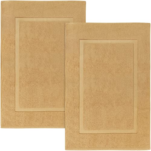 Utopia Towels - Cotton Banded Bath Mats, 2-Pack - [Not a Bathroom Rug] - 21 x 34 Inches, 100% Ring Spun Cotton - Highly Absorbent and Machine Washable Shower Bathroom Floor Towel (Beige)