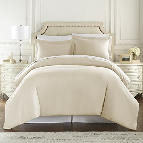 Hotel Luxury 3pc Duvet Cover Set-ON SALE TODAY-1500 Thread Count Egyptian Quality Ultra Silky Soft Top Quality Premium Bedding Collection, 100% Money Back Guarantee -Queen Size Cream