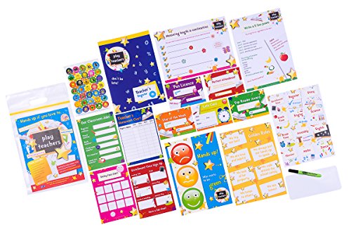 Teachers Game Pretend Play School Kit - Classroom Set With Register, Stickers, Reward Charts