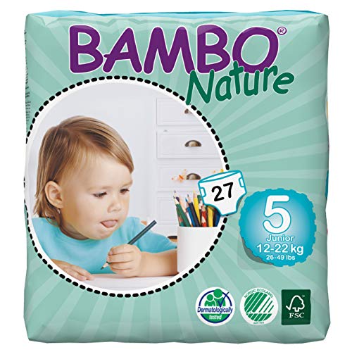 Abena Bambo Nature Taille Junior 5 (26–49lb/12–22 kg) – Couches ECO – 27 pièces par lot