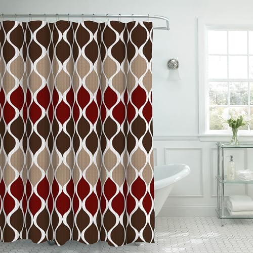 Creative Home Ideas – Ensemble de rideau de douche texturé Clarisse | Lot de 1 rideau de douche et 12 crochets métalliques | Résistant à la rouille | 100 % polyester | Lavable en machine | Mesure 177,8 x 182,9 cm | Espresso