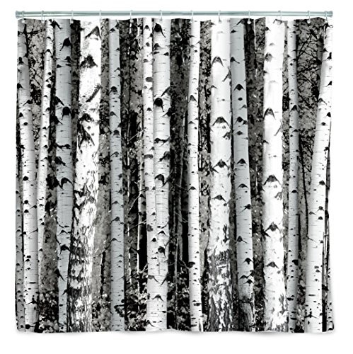 Kikkerland Shower Curtain, Polyester, Birch 72.00" x 0.13"