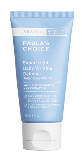 Paula's Choice RESIST Super-Light Daily Wrinkle Defense SPF 30 Matte Tinted Face Moisturizer, UVA & UVB Protection, Mineral Sunscreen for Oily Skin, Fragrance-Free & Paraben-Free, FSA/HSA Eligible