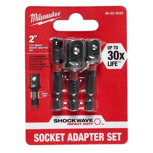 MILWAUKEE ELEC TOOL 48-32-5033 Power Drill Bit Extensions Shockwave Socket Adapter Set, 1/4" Pack of 1