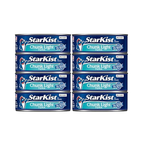 StarKist Chunk Light Tuna in Water, 5 oz (8 Pack) Canned Tuna Fish, Wild Caught, Gluten Free, Ready to Eat, Perfect for Salads, Keto Meals and Snacks, with 20g Protein & 90 Calories Per Serving