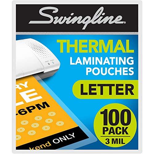Swingline Thermal Laminating Sheets/Pouches, Letter Size Pouch, Standard Thickness, 100 Pack (3202018)