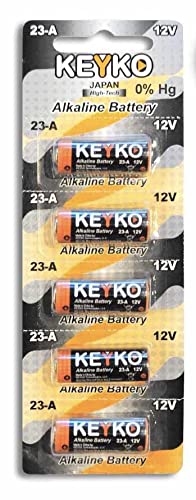 A23 Alkaline 12V Battery 23A . 5-Pcs Pack Genuine KEYKO ® JAPAN High Tech™ for Remote controls , alarm , keyless entry , electronics and so more