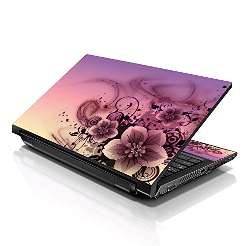 LSS 15 15.6 inch Laptop Notebook Skin Sticker Cover Art Decal Fits 13.3" 14" 15.6" 16" HP Dell Lenovo Apple Asus Acer Compaq (Free 2 Wrist Pad Included) Pink Flower
