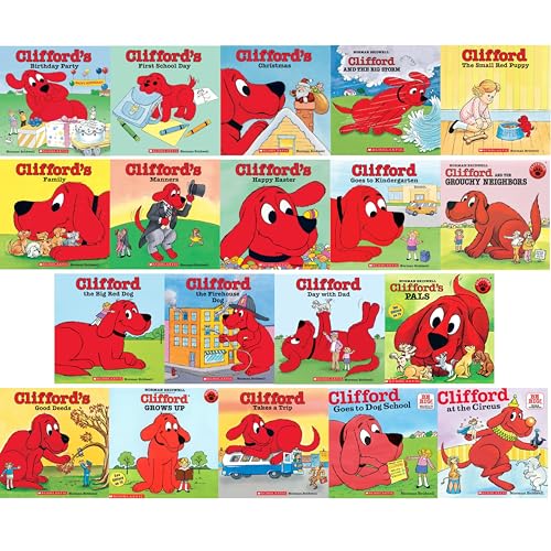 Clifford the Big Red Dog 19 Book Set: Clifford's Good Deed, Visits Hospital, To the Rescue, Thanksgiving Visit, Day with Dad, Takes a Trip, Family, the Firehouse Dog, Goes To Dog School, Halloween,