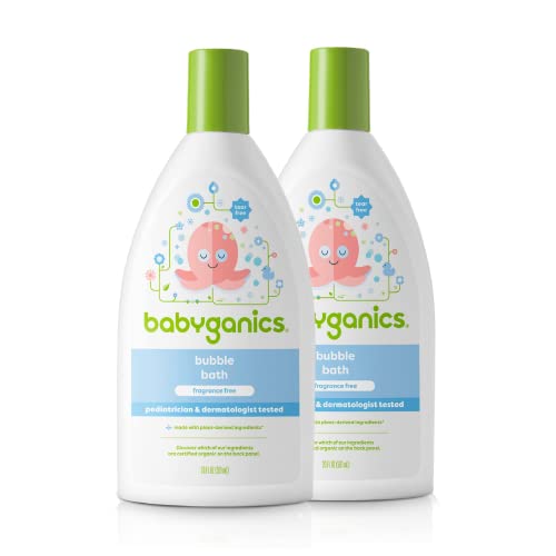 Babyganics Baby Bubble Bath, Fragrance Free, 20-Ounce Bottle, (Pack of 2), Packaging May Vary