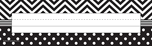 Teacher Created Resources 5549 Black and White Chevron and Dots Name Plates