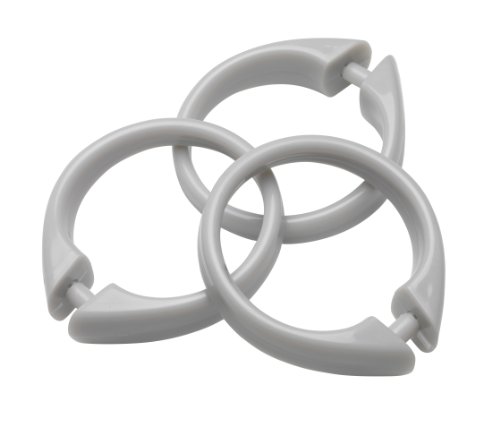 Carnation Home Fashions Snap Plastic Shower Curtain Hooks, Shower Clips, Gray