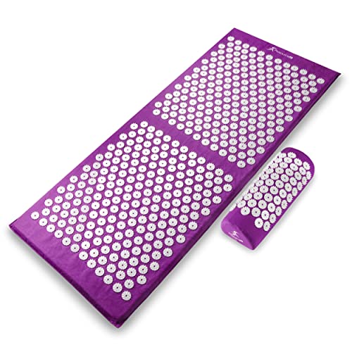 ProsourceFit Acupressure Mat and Pillow Set for Back/Neck Pain Relief and Muscle Relaxation, Purple