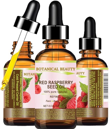 Botanical Beauty Rote Himbeersamen Öl - 100% rein natürlich unverdünnt verfeinert kalt gepresstes Trägeröl - 15ml - für Haut Haare Lippen Nagelpflege