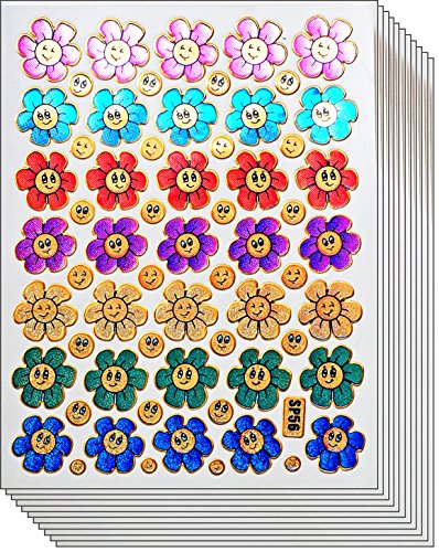 Jazzstick 350 Glitter Smiling Flower Decorative Sticker 10 sheets (VST08A03)