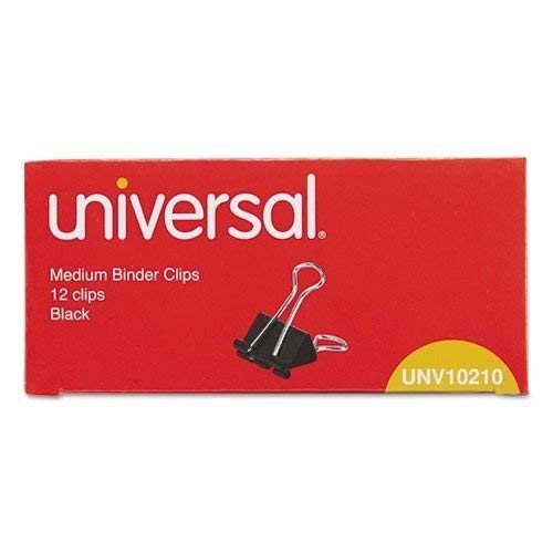 Universal Medium Binder Clips, Steel Wire, 5/8" Cap, 1-1/4" Wide-Black/Silver, 12 ct, 2 pk