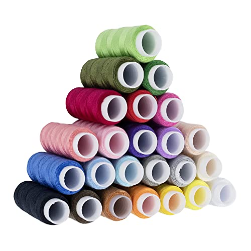 Jazooli x24 Colour 100% Cotton Reel Spools Quality Sewing Stitching Yarn Pure All Purpose Thread for Hand or Machine Sewing Each Spool Approximately 180m Length