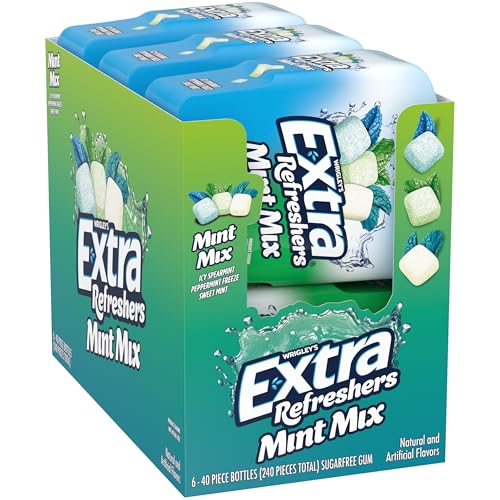 EXTRA Refreshers Mint Mix Gum, 3.21-Ounce 40-Piece Bottle (Pack of 6)