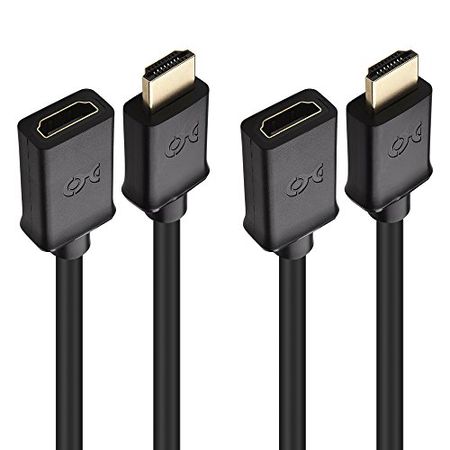 Cable Matters 2-Pack High Speed HDMI Extension Cable 1.5 ft (Male to Female HDMI Extender Cable) with Ethernet - 3D and 4K Resolution Ready