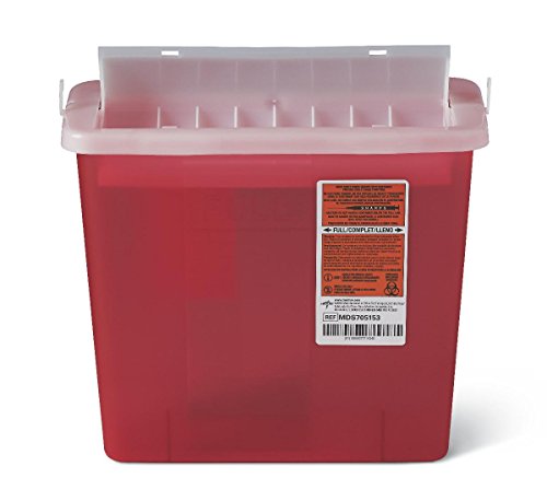 Medline MDS705153H Biohazard Patient Room Sharps Containers, 1.250 gal, Red