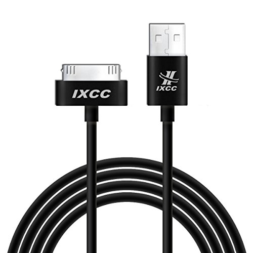 iXCC 10ft Long Apple MFi Certified 30 pin to USB Sync and Charge Cable for iPhone 4/4s, iPad 2/3, iPod 1-6 Gen - Black