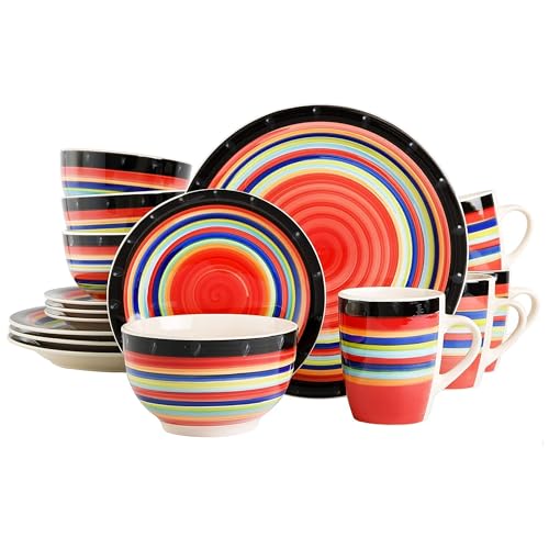 Gibson Home 97694.16r Casa Stella 16-Piece Dinnerware Set, Red