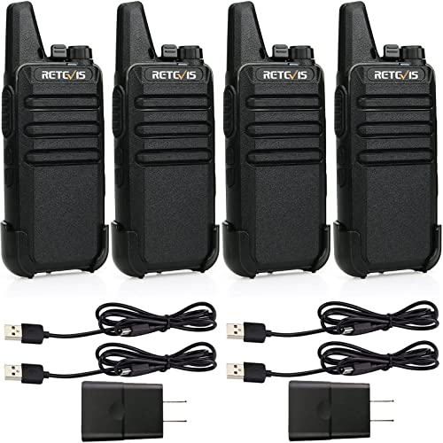 Retevis RT22 Two Way Radio Long Range Rechargeable,Portable 2 Way Radio, USB Charging, Handsfree Walkie Talkies for Adults Cruise Hiking Hunting Skiing(4 Pack)