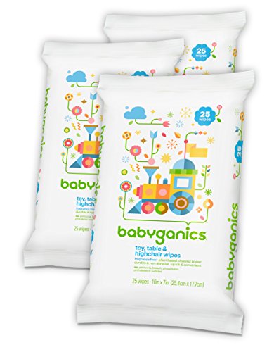 Babyganics - Toy, Table & Highchair Wipes Fragrance Free 25 Count 184116