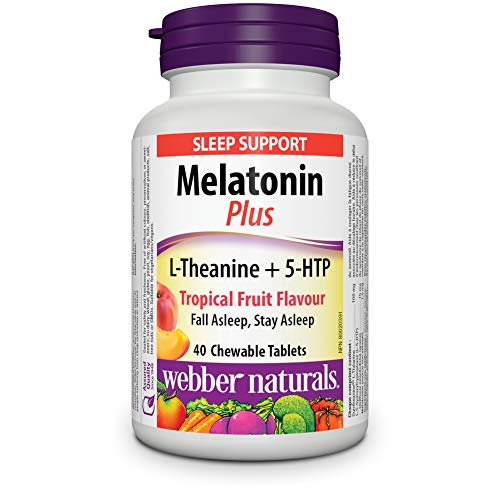 Webber Naturals Melatonin Plus, 1.5 mg of Melatonin with L-Theanine & 5-HTP, 40 Chewable Tablets, For Sleep Support, Vegan