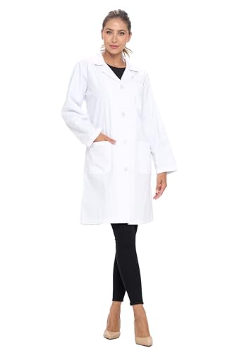 Natural Uniforms Unisex 40 inch Lab Coat Long Sleeve Professional Medical Coat, White (Small)