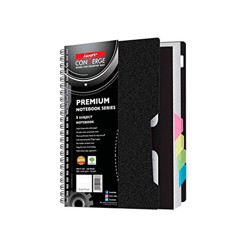 Luxor 5 Subject Single Ruled Notebook - A5 Size, 300 Pages, 70 GSM