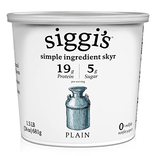 siggi's® Icelandic Strained Nonfat Yogurt, Plain, 24 oz. Multiserving Container – Thick, Protein-Rich Yogurt Snack