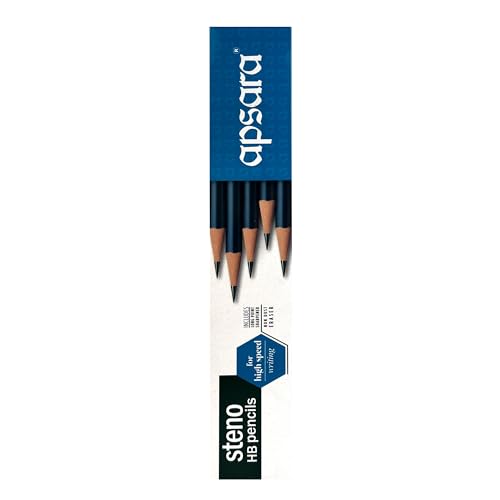 Apsara Steno HB Pencil | Specific Pencil Designed Primarily for Stenography | Extra Fine & Pressure Free Grip | Soft & Strong Lead | Use for School, College students & office person | (Pack of 10)