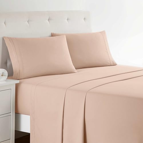 Clara Clark Luxury Soft Bedding Sheets & Pillowcases Bettwäsche-Set für Doppelbett, gebürstet, Tiefe Taschen, Mikrofaser, Pfirsich, Queen