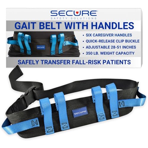 Secure Transfer Walking Gait Belt with 6 Hand Grips and Durable Easy Release Plastic Buckle