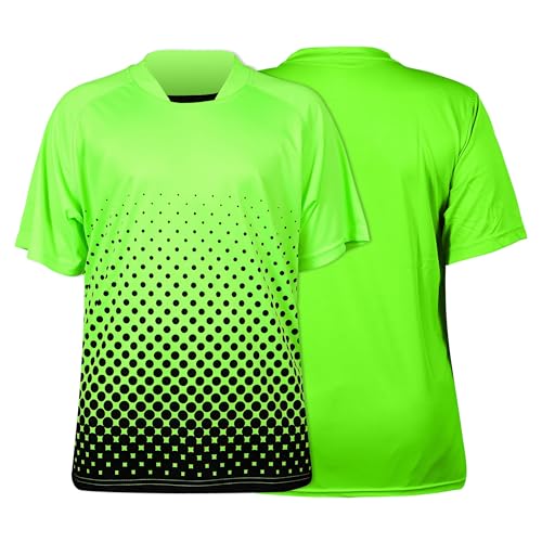 Vizari Ventura Short Sleeve Goalkeeping Jersey for Boys & Girls | Polyester Kids Soccer Goalie Jersey for Exceptional Play Neon Green/Black