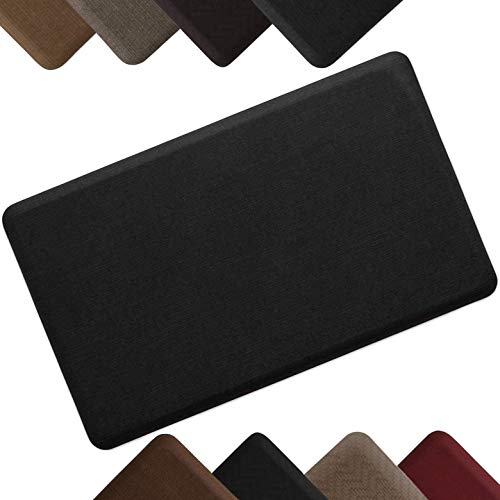 GelPro NewLife Anti-Fatigue Designer Comfort Kitchen Floor Mat, 18x30”, Modern Grasscloth Charcoal Stain Resistant Surface with 5/8” thick ergo-foam core for health and wellness