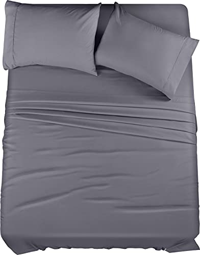 Utopia Bedding Queen Bed Sheet Set - 4 Piece Bedding - Soft Brushed Microfiber Fabric - Shrinkage & Fade Resistant - Easy Care (Grey)